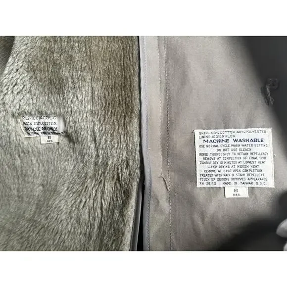 Vintage Misty Harbor Fur Lined Cropped Trench Coat Size 8 - Picture 6 of 13